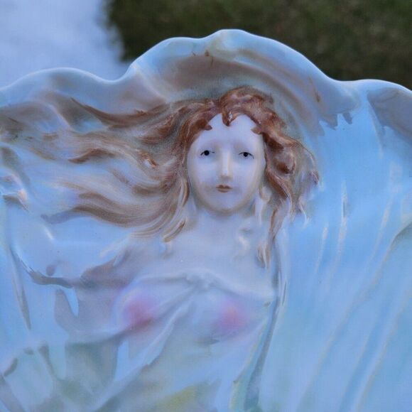 Royal Bayreuth Art Nouveau Lady Figural Woman Dresser Tray Bavaria Blue Mark 10" - Picture 3 of 7